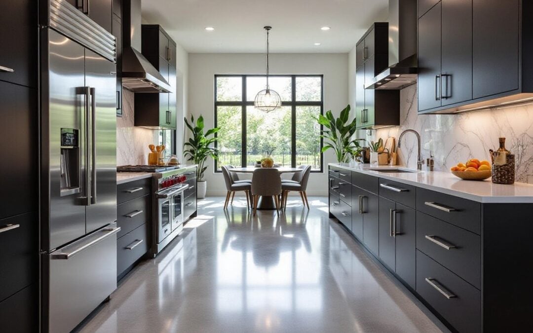 Modern Dallas kitchen with sleek tile flooring, stylish cabinetry, and natural light — highlighting smart and durable kitchen flooring renovation options
